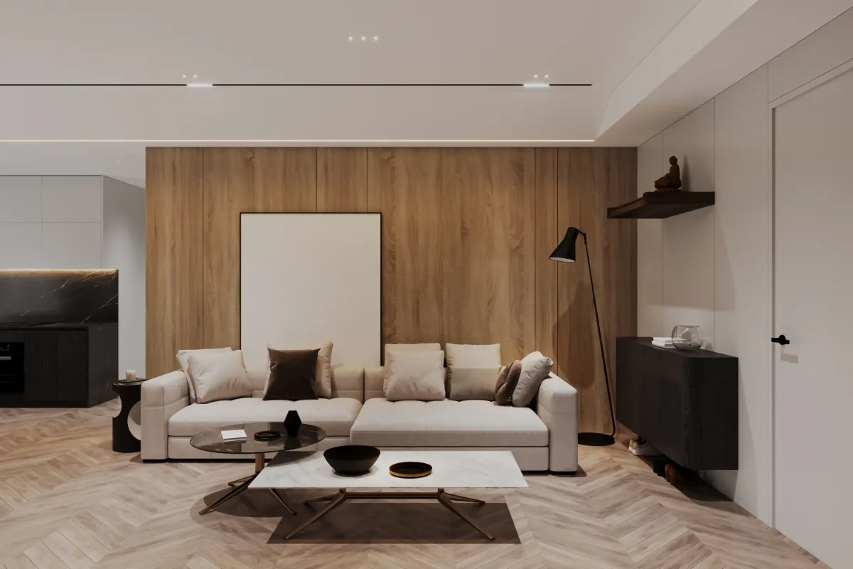 xây tường ốp gỗ